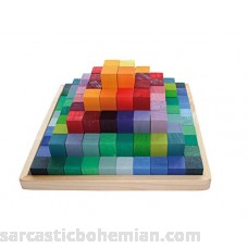Grimm's Small Stepped Pyramid of Wooden Building Blocks 100-Piece Learning Set in Storage Tray 2x2cm Size B0010VXSFM